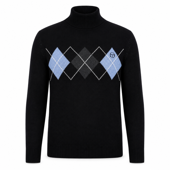 Sergio Tacchini Moretti Knitted Roll Neck Jumper Black/Charcoal Marl/Country Blue