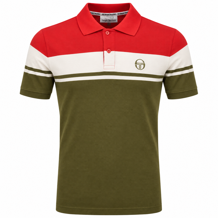 Sergio Tacchini Young Line Polo Shirt Adrenaline Rush/Gardenia/Dark Olive