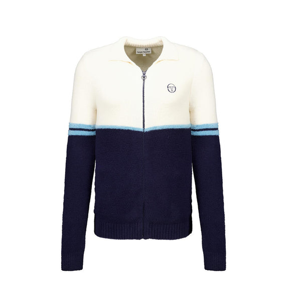 Sergio Tacchini Orion Brushed Knit Track Top Jacket Gardenia/Milky Blue/Navy