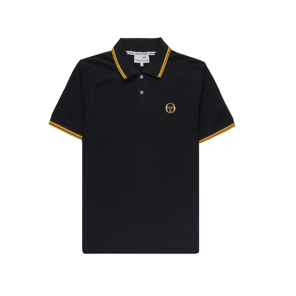 Sergio Tacchini 020 Twin Tipped Polo Shirt Black/Old Gold