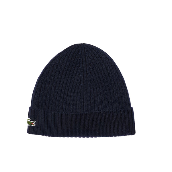 Lacoste Rib-Knit Brushed Wool Beanie Navy