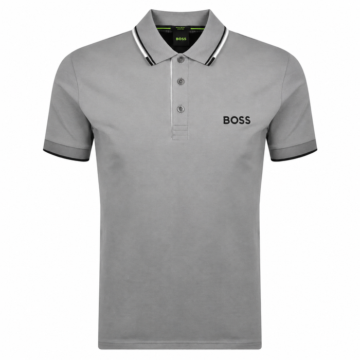 BOSS Paddy Pro Polo Shirt Medium Grey/Black/White