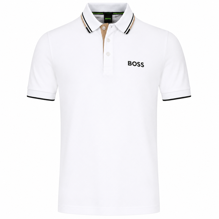 BOSS Paddy Pro Polo Shirt White/Black/Natural