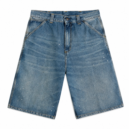 Carhartt WIP Denim OG Single Knee Short Blue Destroy Wash Splatter