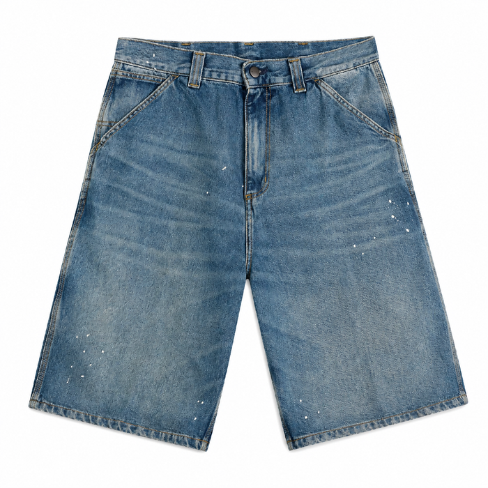 Carhartt WIP Denim OG Single Knee Short Blue Destroy Wash Splatter