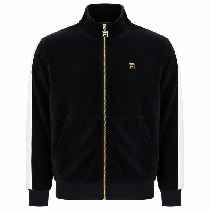 Fila Gold Bosco Velour Track Top Jacket Black