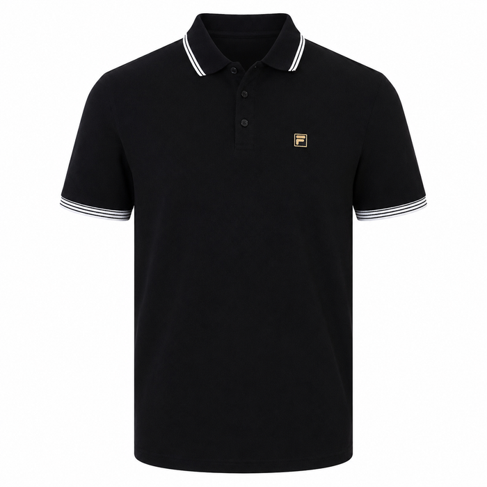 Fila Gold Soren Tipped Polo Shirt Black