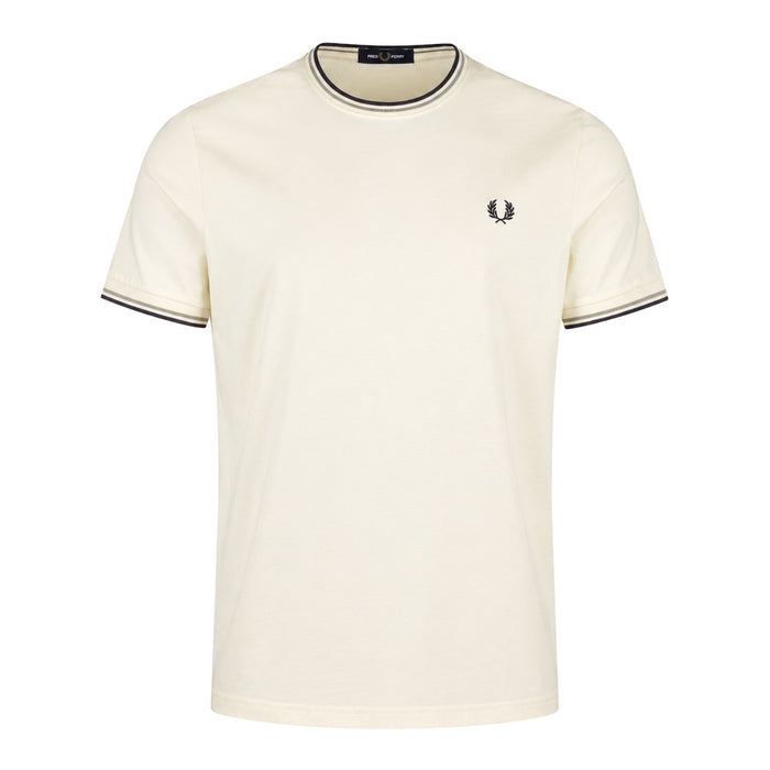 Fred Perry Twin Tipped T-Shirt Ecru/Seagrass/Dark Airforce