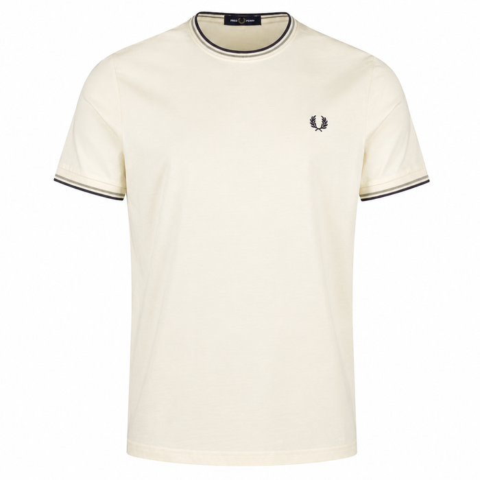 Fred Perry Twin Tipped T-Shirt Ecru/Seagrass/Dark Airforce