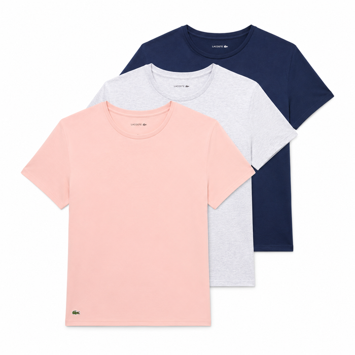 Lacoste 3 Pack Lounge Cotton T-Shirts Miami/Silver Chine/Navy