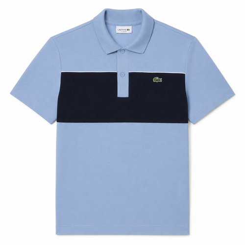 Lacoste Regular Fit Colour-Block Pique Polo Shirt Aphylla Blue/Blackbird