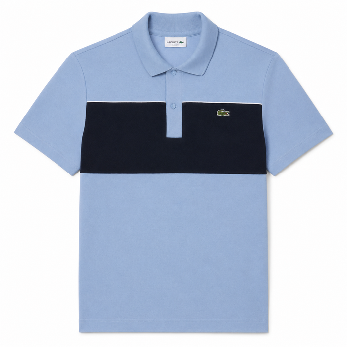 Lacoste Regular Fit Colour-Block Pique Polo Shirt Aphylla Blue/Blackbird