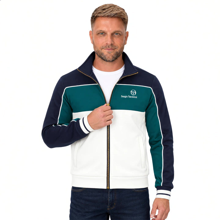 Sergio Tacchini Spiga Track Top Jacket Maritime Blue/Deep Teal/Gardenia - model video