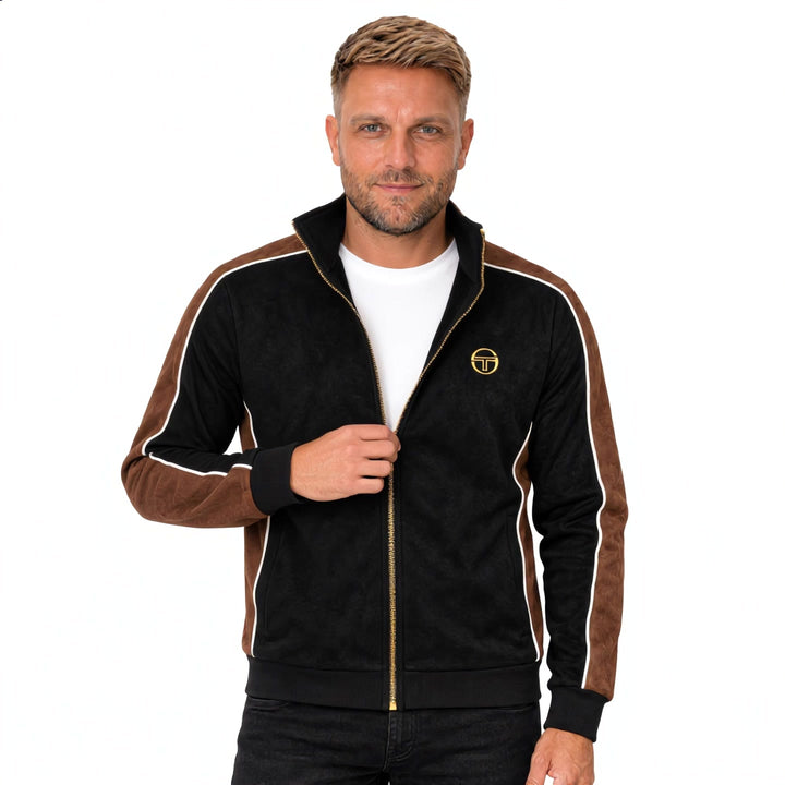 Sergio Tacchini Contrasto Suede Track Top Jacket Black/Potting Soil/Gardenia - model video