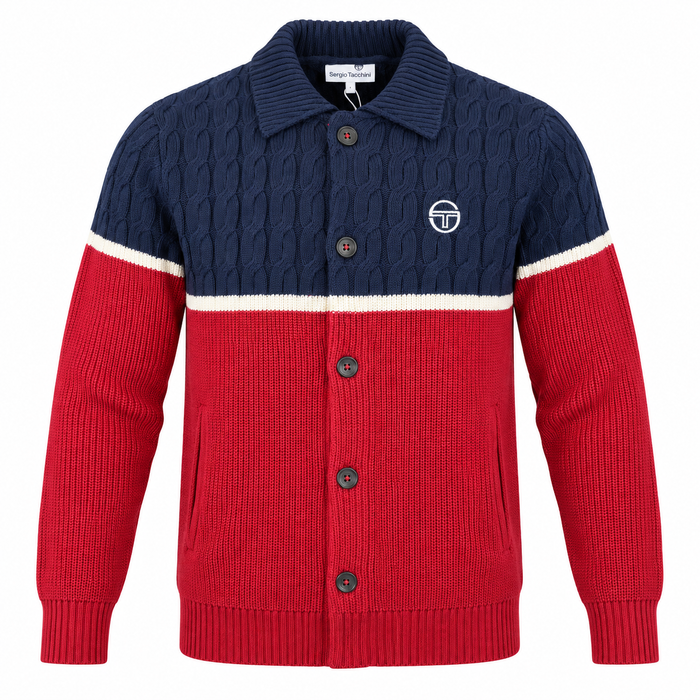 Sergio Tacchini Corte Knitted Cardigan Maritime Blue/Gardenia/Merlot