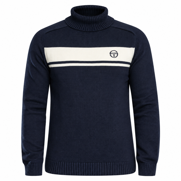 Sergio Tacchini Damarindo Knitted Turtle Neck Jumper Gardenia/Maritime Blue
