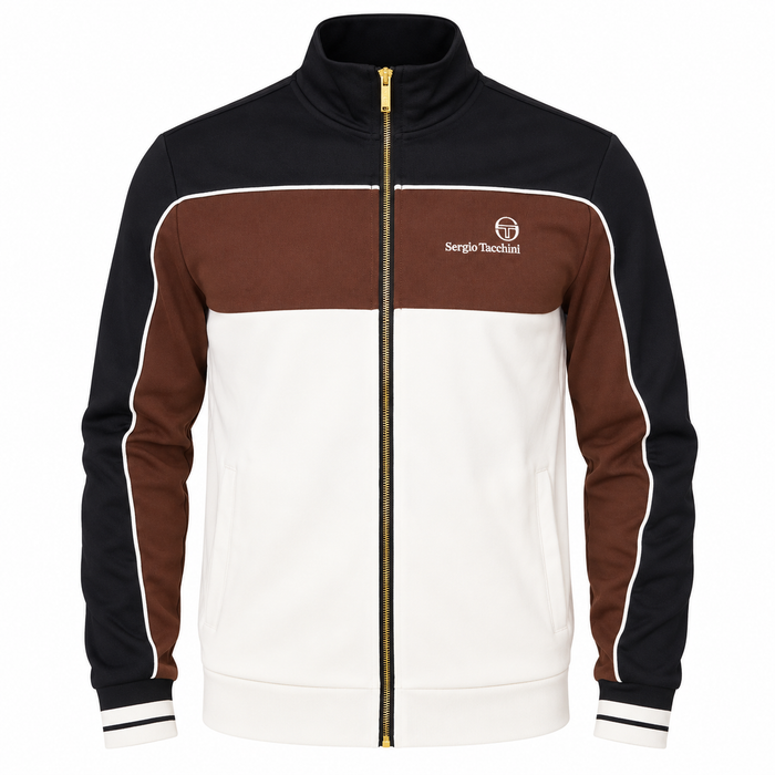 Sergio Tacchini Spiga Track Top Jacket Black/Potting Soil/Gardenia