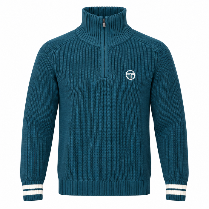 Sergio Tacchini Toledo 1/4 Zip Knitted Jumper Deep Teal/Gardenia
