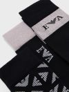 Emporio Armani 3 Pack Jacquard Gifting Logo Socks - Black