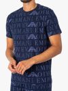 Emporio Armani Lounge All Over Logo Graphic T-Shirt - Navy Blue