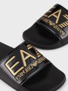 EA7 Emporio Armani Oversized Logo Slides - Black/Gold
