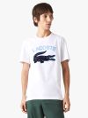 Lacoste Large Crocodile Print Logo T-Shirt - White/Blue