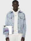 The Couture Club Distressed Paint Splashed Denim Jacket - Light Blue