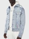 The Couture Club Distressed Paint Splashed Denim Jacket - Light Blue