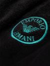 Emporio Armani Lounge Woven Logo Hooded Bathrobe - Black