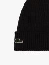 Lacoste Ribbed Wool Beanie - Black 