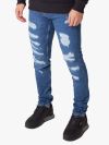 Belvotti Milano Distress Splatter Slim Denim Jeans - Mid Wash