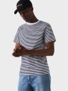 Lacoste Crew Neck Striped Cotton T-Shirt - White/Navy Blue