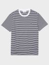 Lacoste Crew Neck Striped Cotton T-Shirt - White/Navy Blue