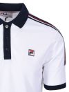 Fila Zaid Ribbed Tape Polo Shirt - White/Fila Navy