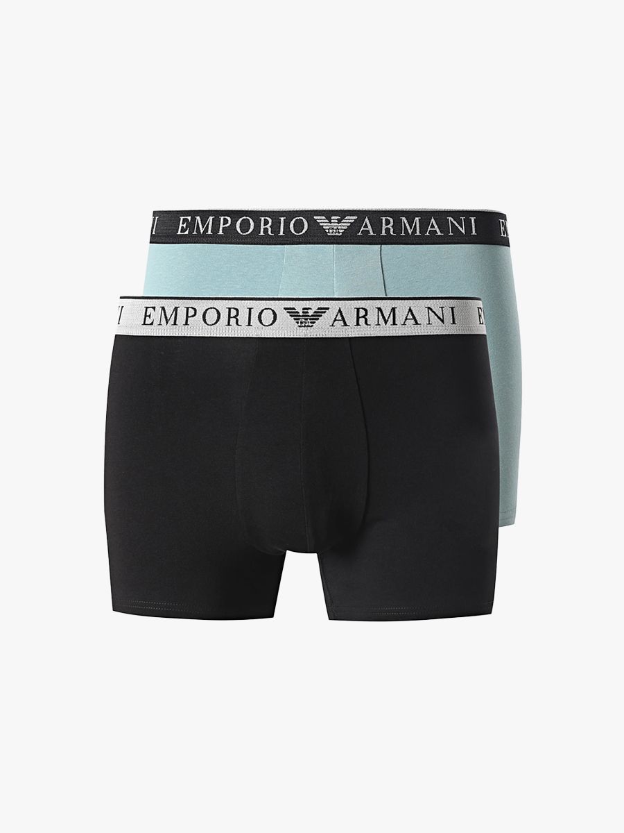 Emporio Armani 2 Pack Endurance Mid Waist Boxer - Black/Arctic