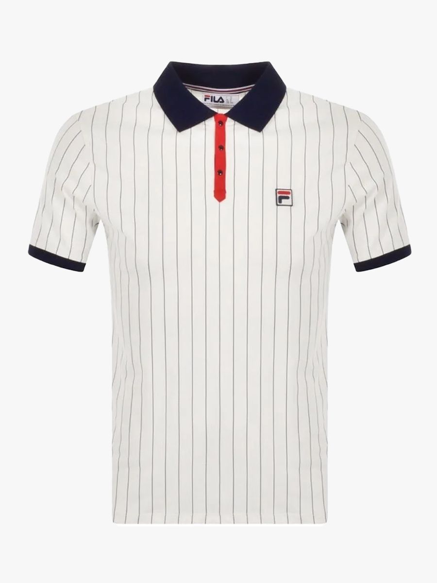 Fila Vintage BB1 Classic Striped Polo Shirt - Egret White