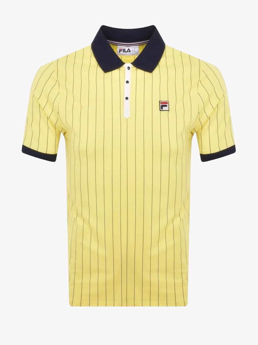Fila Classic BB1 Stripe Polo Shirt - Limelight/Fila Navy/Gardenia