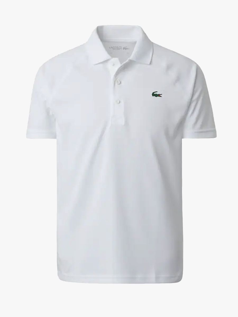 Lacoste Sport Breathable Run Resistant Interlock Polo Shirt - White