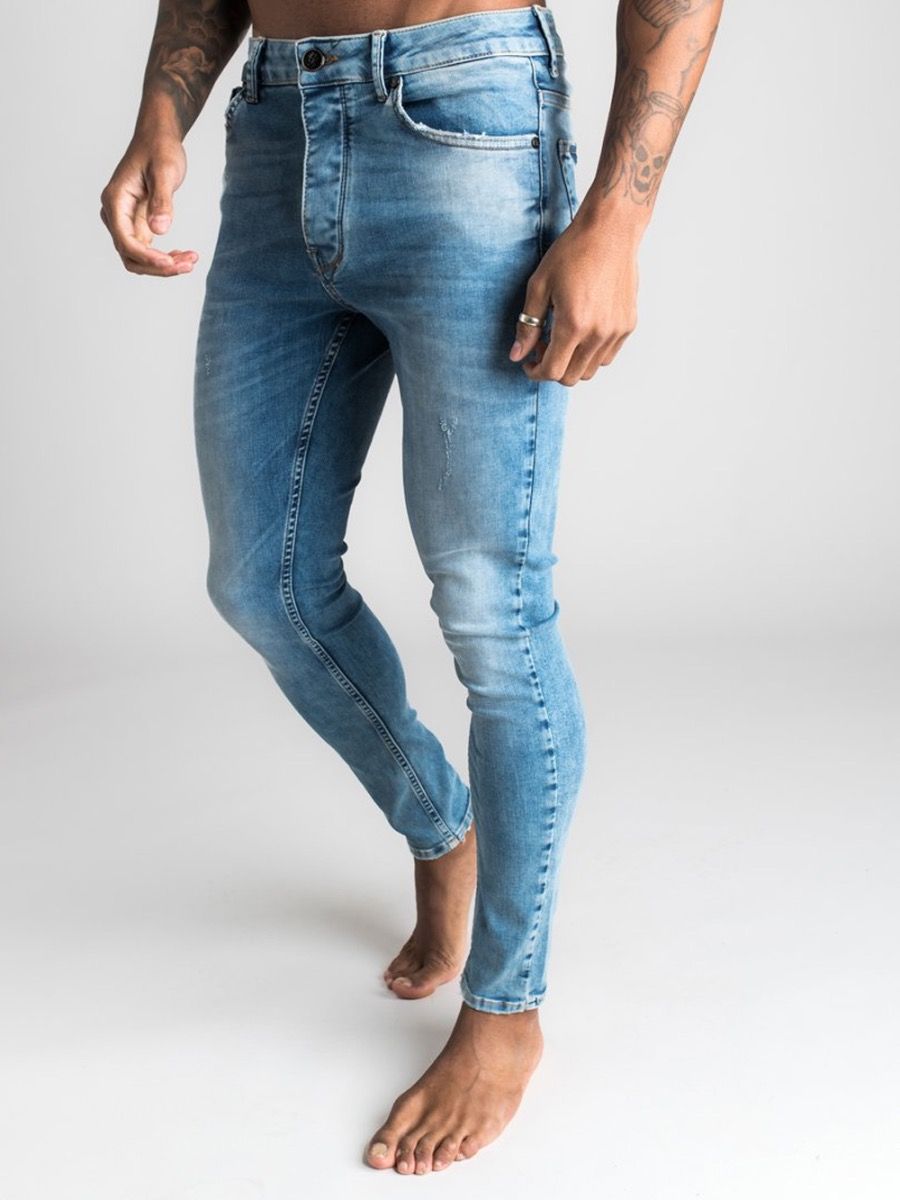 Gym King Skinny Non Ripped Jeans in Mid Wash Blue