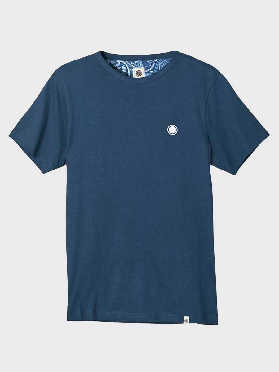 short sleeve cotton crew tee Pretty Green Logo T Shirt in Navy Blue