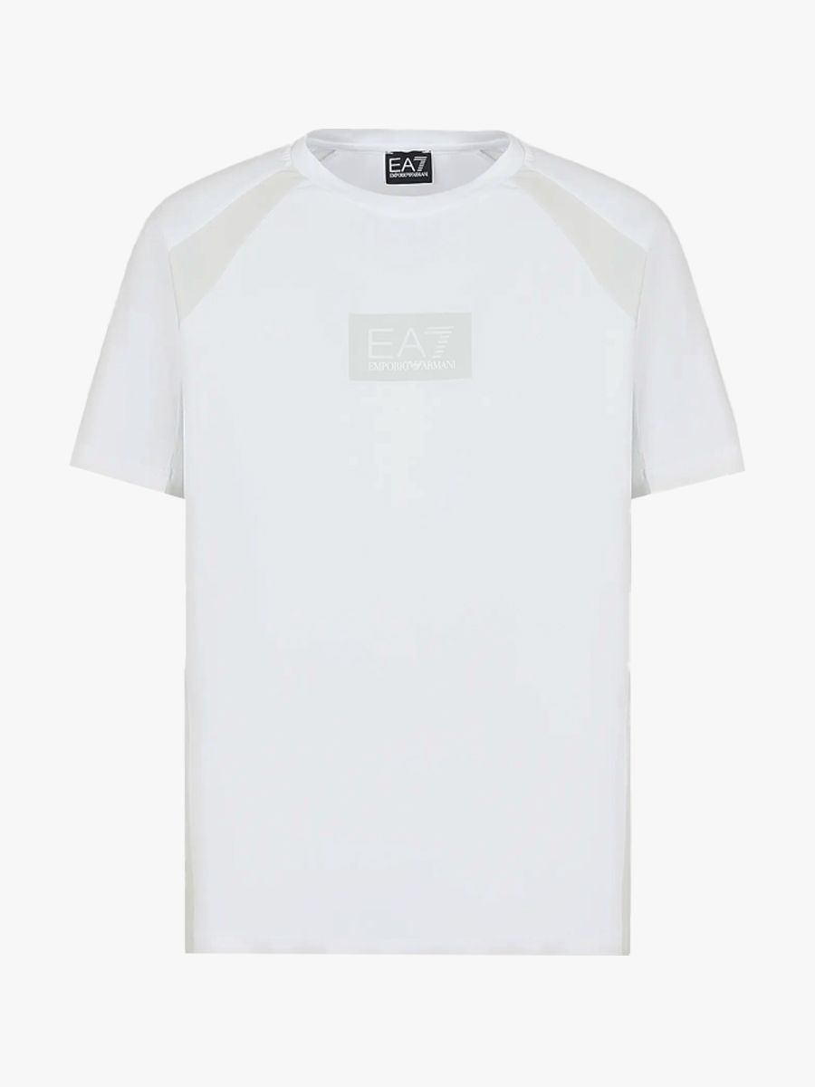 EA7 Emporio Armani Tonal Block Cotton Jersey T-Shirt - White