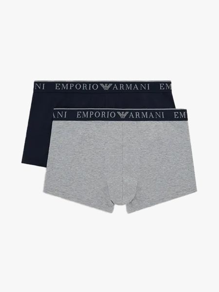 Emporio Armani 2 Pack Endurance Mid Waist Boxer - Grey Marl/Navy