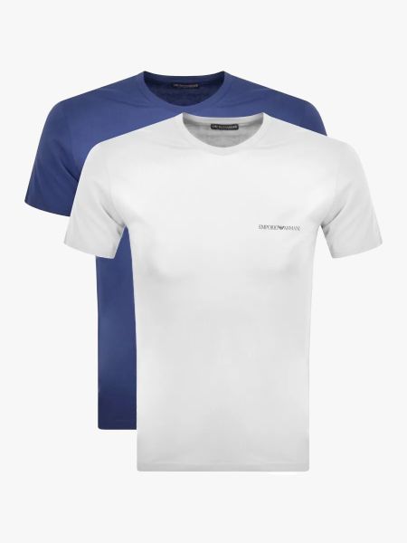 Emporio Armani Lounge 2 Pack T-Shirt - White/Copy Blue 