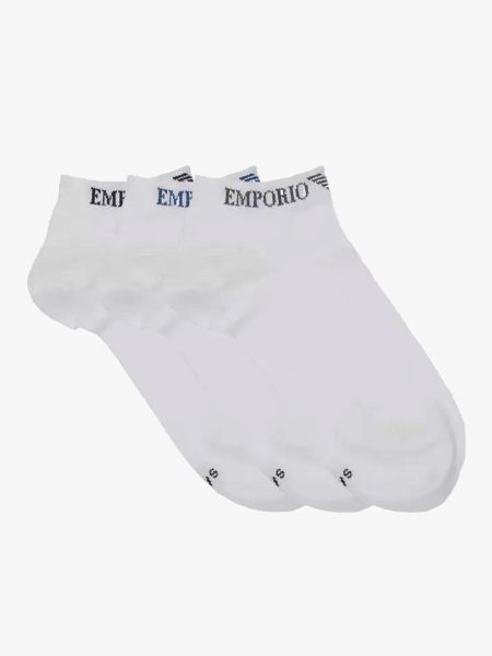 Emporio Armani Calza 3 Pack Trainer Socks - White
