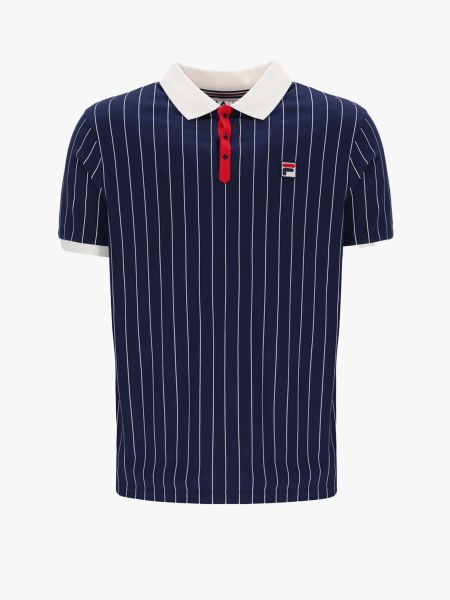 Fila Vintage BB1 Classic Striped Polo Shirt - Fila Navy/Gardenia/Fila Red