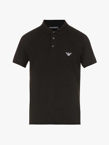 Emporio Armani Lounge Beachwear Piqué Polo Shirt - Black