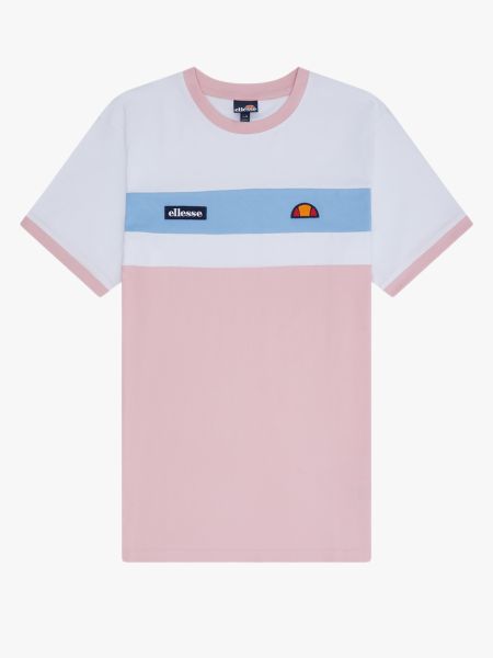 Ellesse Blockadi T-Shirt - White/Light Pink/Light Blue