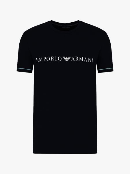 Emporio Armani Lounge Sustainability Values Side Logo T-Shirt - Black