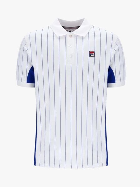 Fila Evo Pinstripe Polo Shirt - White/Bright Blue