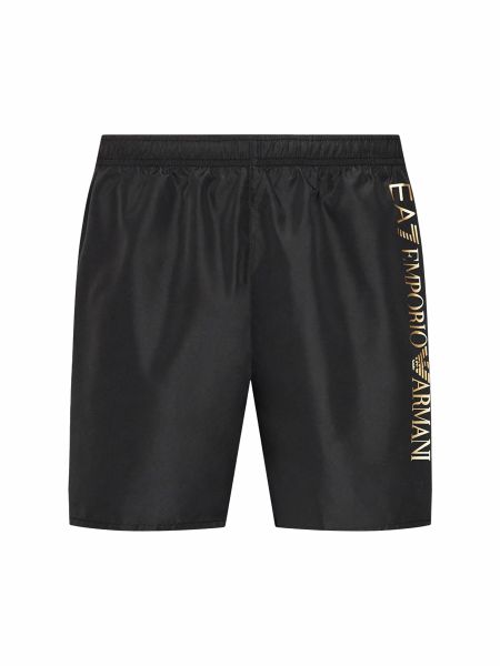 EA7 Emporio Armani Logo Swim Shorts - Black/Gold